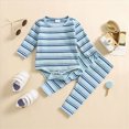 thumbnail image 2 of Baby Boy Long Sleeve Pajama Set 2 Piece Set Soft Knit Stretch Leggings Outfit Simple Daily Loungewear Outfit For Baby Boys Kaprioy Boys Clothes Fall Winter, 2 of 8