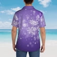 thumbnail image 4 of Fuzoiu Snowfall Sky White Purple Print Hawaiian Shirt for Men, Summer Beach Casual Short Sleeve Button Down Shirts, Men’s Beach Summer Shirts with Pocket,Small, 4 of 7