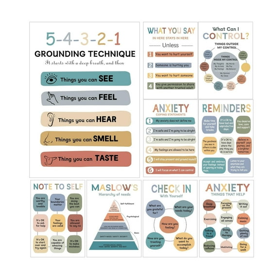 Mental Health Posters For Kids, Therapy Office Decor, What Can I Control, Emotions Chart Kids Inspirational Wall Art, Classroom School Counselor Psychologist Decor