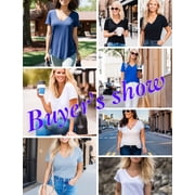 JYLFC Womens V Neck T-Shirts Short Sleeve Tops Casual Basic Shirts, Black L