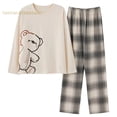 thumbnail image 2 of Conjuntos de pijamas de manga larga para mujer, ropa de dormir informal de dibujos animados, de punto, de algodón, para el hogar, para primavera y otoño, M-XXXL, 2 of 4