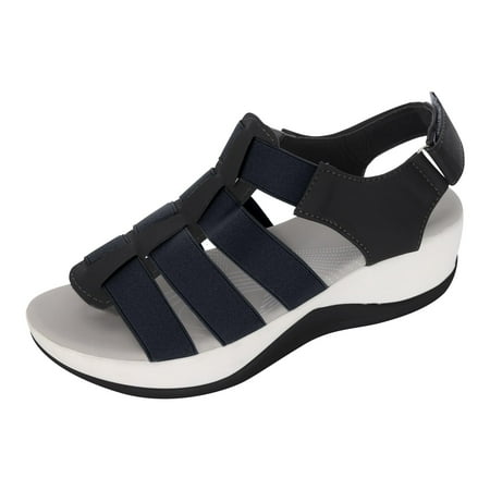 

Lilgiuy Summer Ladies Slippers Casual Women s Shoes Open Toe Lightweight Platform Wedges Outdoor Travel Sandals