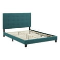 thumbnail image 1 of Pemberly Row Twin Tufted Button Upholstered Fabric Platform Bed in Teal Blue, 1 of 5