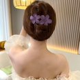 Skymirror Girl Hair Clip Flower Decor Solid Color Elastic Spring Fix