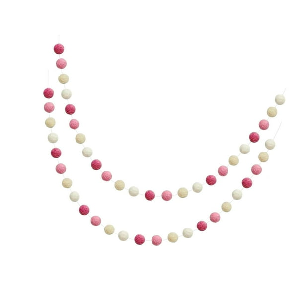 2 guirnaldas de bolas navideñas, adornos de bolas para exteriores, decoración de oficina, guirnaldas de pompones, pancartas de bolas para dormitorio