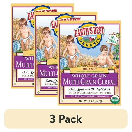 (3 pack) Earth's Best Organic Infant Cereal, Whole Multi-Grain, 8 oz. Box