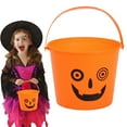 thumbnail image 2 of HCTSHG Halloween Trick or Treat Bucket, Halloween Jack O Lantern Candy Basket, Trick or Treat Pumpkin Pails Cauldron Kettle Candy Holder, Halloween Party Supplies, 2 of 8