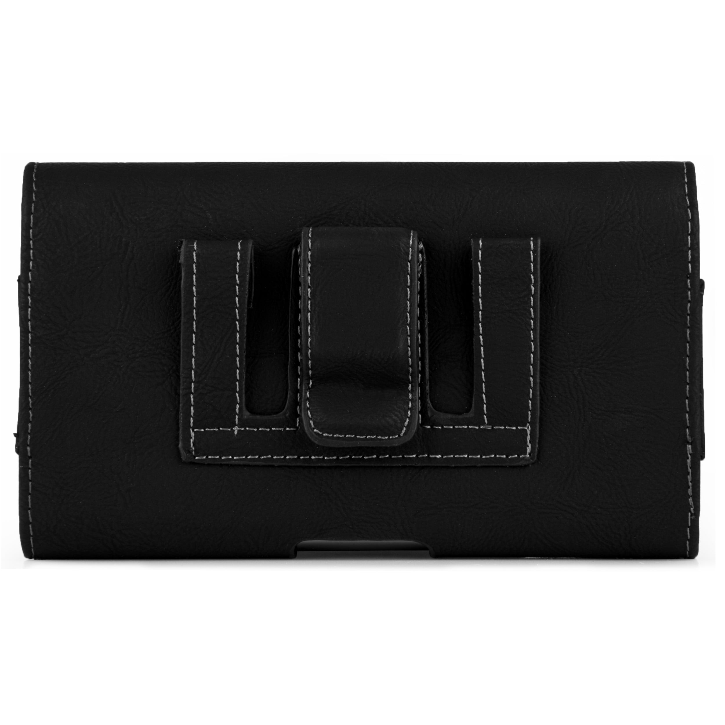 Durable And Slim Vegan Leather Matte Phone Case For Google Pixel 3 / 2 / 1 With Classic Design, Dedicated Belt Clip, And Belt Loop (Black)