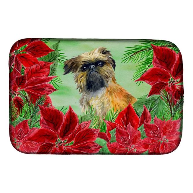 Carolines Treasures CK1335DDM Brussels Griffon Poinsettas Plat Tapis de Séchage