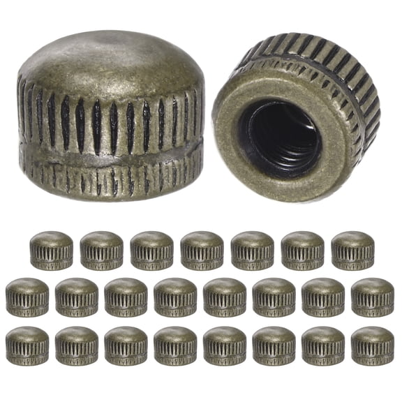 Uxcell 25 Pack Threaded Cap Nuts M5x 0.43 inch Screw Caps for Light Fixture, Female Knurled Knob Nut Bronze Tone