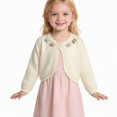 thumbnail image 2 of Afuyipoi Girls Lace Trim 100% Cotton Knit Bolero Cardigan Long Sleeve Top for Kids Size 1-8Y Summer Light Layering Yellow Size 3T, 2 of 2