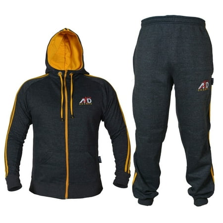 ARD CHAMPS™ Fleece Tracksuit Hoodie Trouser MMA Gym Boxing Running Jogging Suit Color Charcoal, Size