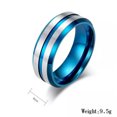 thumbnail image 3 of 8mm Silver Brushed Titanium Steel Band for Men Blue Black Plating Ring Size 7-12, 3 of 9