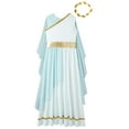 thumbnail image 3 of CHICTRY Girls Ancient Greek Nymph Toga Dress with Laurel Athenian Princess Dress-up for God of War Light Blue 10, 3 of 5