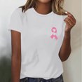 thumbnail image 2 of Kilaqueen Pink Ribbon Heart Shirt for Women Breast Cancer Survivor T-Shirts Casual Loose Crew Neck Short Sleeve Cancer Awareness Tee Tops, 2 of 4
