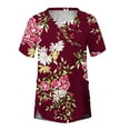 thumbnail image 4 of Chemises à Manches Courtes pour Femmes Mode Tendance Été Col Rond Loisirs Manches Courtes Imprimé Hauts Imitation Coton Hauts d'Été 2023 Hauts Blouses pour Femmes, 4 of 5