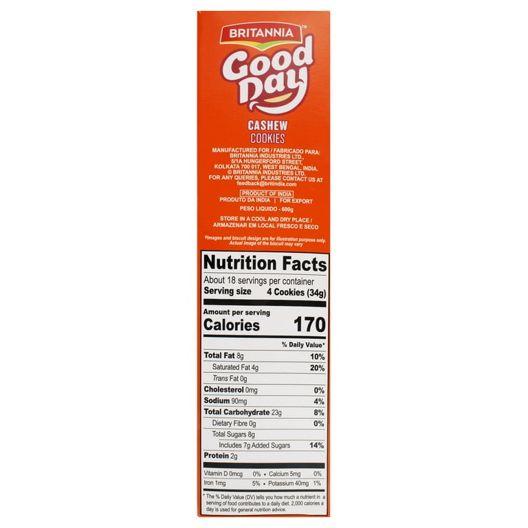 Britannia Good Day Cashew Cookies, Family Pack, 21.2 oz - Walmart.com