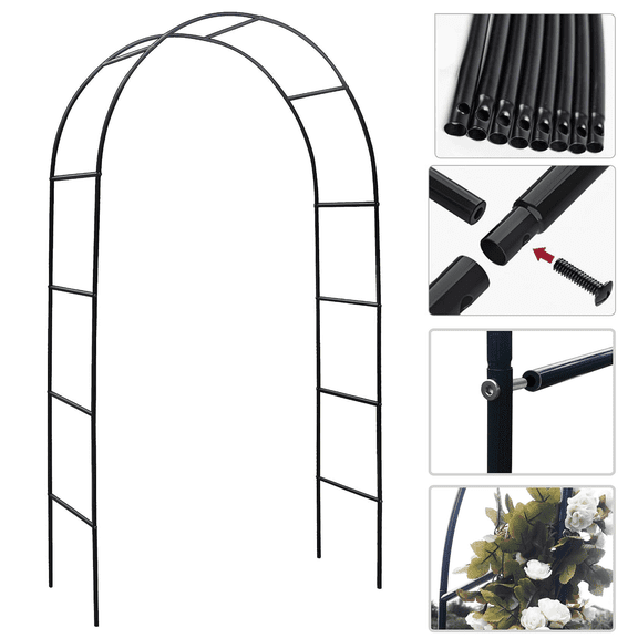 Patio Garden Arch Trellis,Wedding Garden Arch,Metal Arch Frame,Pumpkin Archway Outdoor Garden Arbors and Arches for Halloween Christmas Birthday Party Wedding Decoration,7.87x4.6x1.24 Ft(Black)