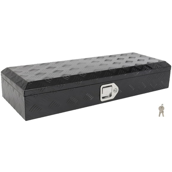 SCITOO 35 Inch Aluminum Truck Bed Tool Box,Heavy Duty Diamond Plate Trailer Tool Box with Lock Keys,Tool Storage Organizer Chest for Pick up,Truck Bed,ATV,RV TrailerWaterproof Black 34.5X12.75X6.38