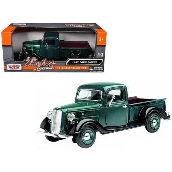 1937 Ford Pickup Truck Green and Black 1/24 Diecast Model Car by Motormax