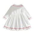 thumbnail image 5 of mgoYE Toddler Infant Baby Girl Christmas Outfit Doll Collar Embroidery Smocked Dress Fall Xmas Outfit(White,18-24 Months), 5 of 7