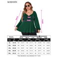 thumbnail image 5 of Plus Size Tops For Women Lantern Sleeve V Neck High Waist Blouse Shirt, 5 of 5