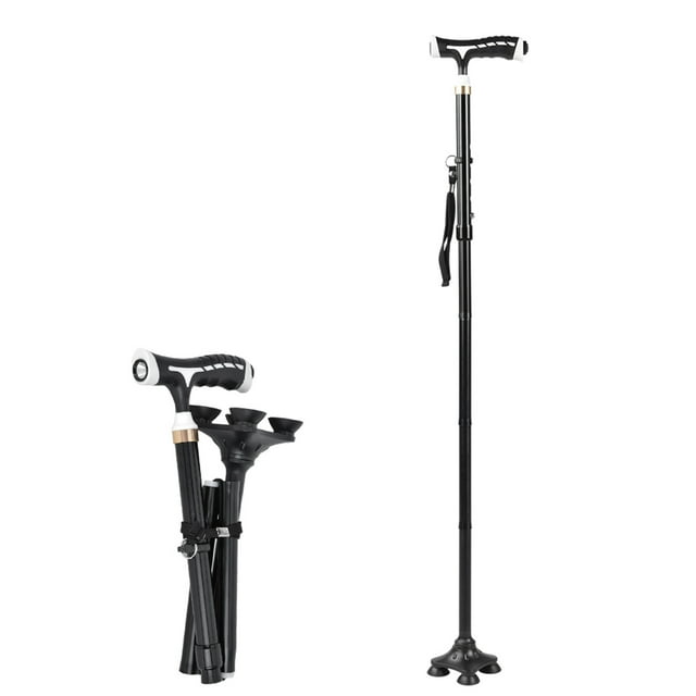 Bastón de Apoyo Ecomeon para caminar Plegable con luz LED negro