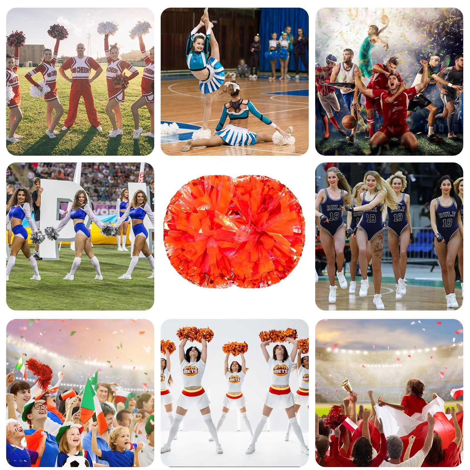 12 Pcscheerleading poms,pom poms Cheerleading with Handle Style Cheer Pom Pomsfor Dance, Matches