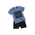 thumbnail image 2 of Yunliwuli Toddler Boy 2 Piece Summer Outfits Round Neck Short Sleeve Letter Print Tops + Elastic Waist Shorts Set Infant Baby Clothes, 2 of 10