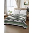 thumbnail image 2 of Sage Green Boho Twim XL Size Flat Sheet, Wrinkleproof & Fadeproof Cooling Flat Bed Sheet Only, Southwestern Ethnic Aztec Retro Geometric Breathable Soft Bedding Top Sheets 66 x 102 Inches, 2 of 8