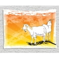 thumbnail image 1 of Goat Tapestry, Horned Animal Ranch Theme Two Mammals Standing on Vibrant Grungy Background, Wall Hanging for Bedroom Living Room Dorm Decor, 80W X 60L Inches, Orange Yellow White, by Ambesonne, 1 of 2