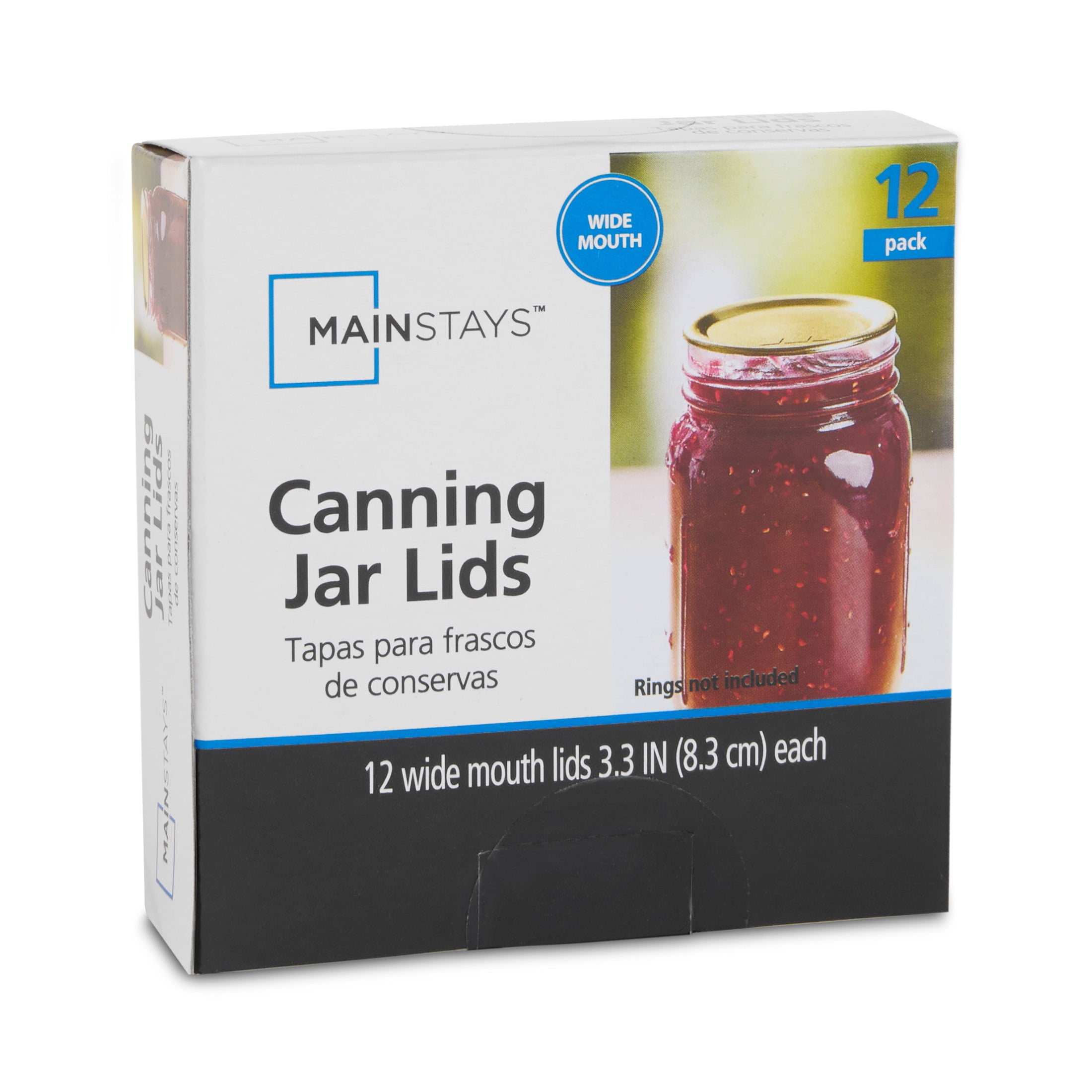 (6 pack) Mainstays 12-Pack Canning Jar Lids - Wide Mouth, One-Piece Replacement Mason Jar Lids for Canning and Preserving, Fits All Brands Wide Mouth Mason Jars