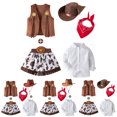 thumbnail image 2 of JAJAHO Kids Cowgirl Outfits For Girls Dress Up Clothes Sets Long Sleeve Shirts Tassels Hem Skirts With Waistcoat Hat Scarf 5 Piece Versatile Outfit, 2 of 7