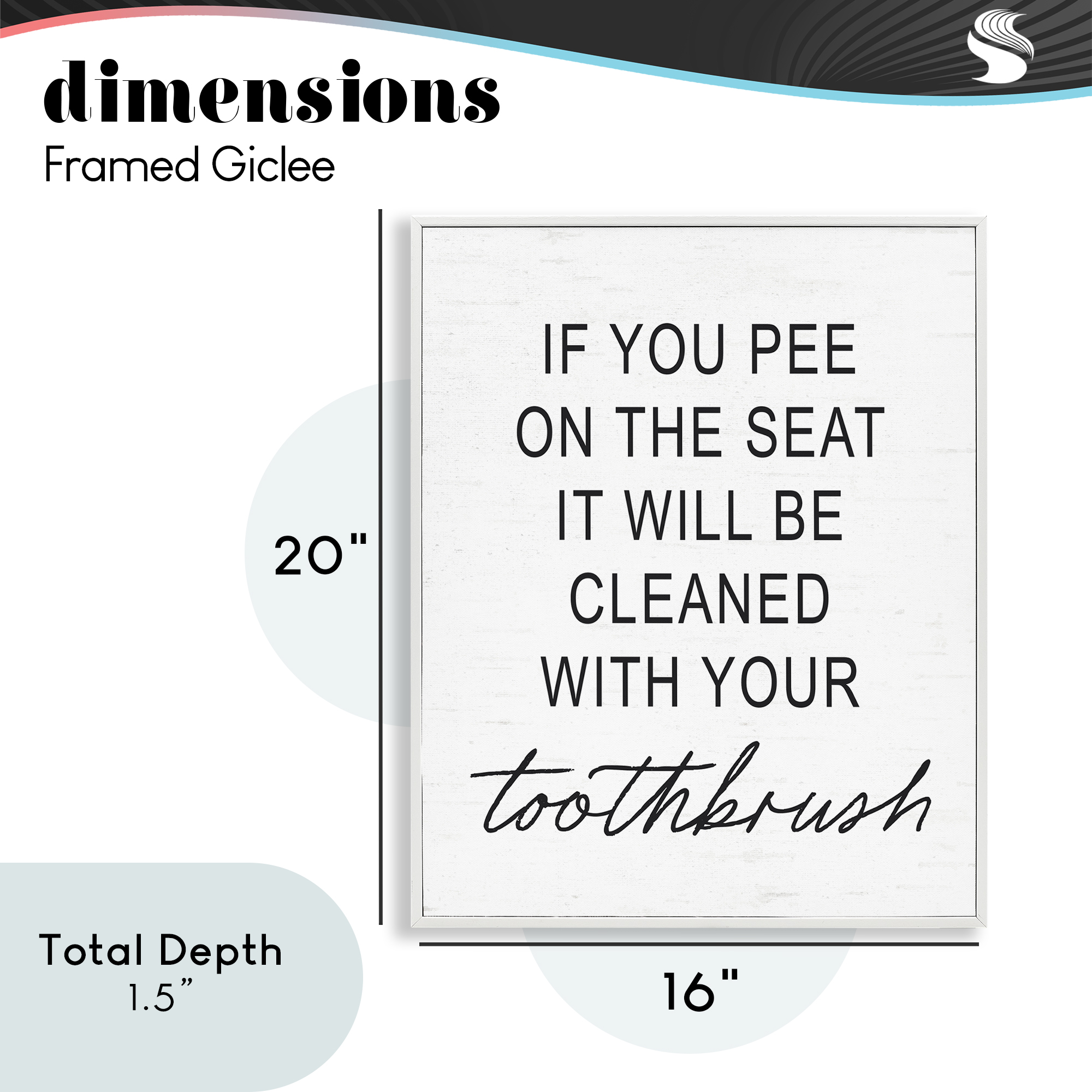Sassy Clean With Toothbrush Warning White Framed Giclee Art, design by Lettered and Lined