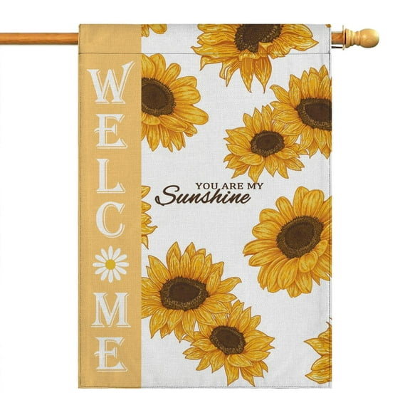 Spring Summer Sunflower Garden Flag 28x40 Inch Double Side for Outdoor Courtyard Garden Decor Flowers Welcome Holiday Flag for Outside Decoration