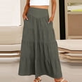 thumbnail image 2 of GUACER Women's High Waisted Tiered Maxi Skirt with Pockets Boho A-Line Flowy Long Skirt Lightweight Summer Swing Skirts, 2 of 8