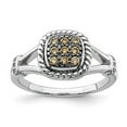 thumbnail image 2 of Sterling Silver Rhodium Plated Champagne & Clear Cubic Zirconia Ring Size 7, 2 of 3