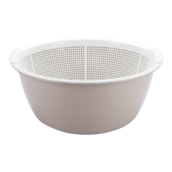 Kitchen Colander Set with Bowl Strainer Plastic Fruits and Vegetable Washing Basket, Double Layered Drain Basin,for Pasta Salad Berry Cleaning Mixing for Kitchen Draining/Rinsing/Washing(Khaki)