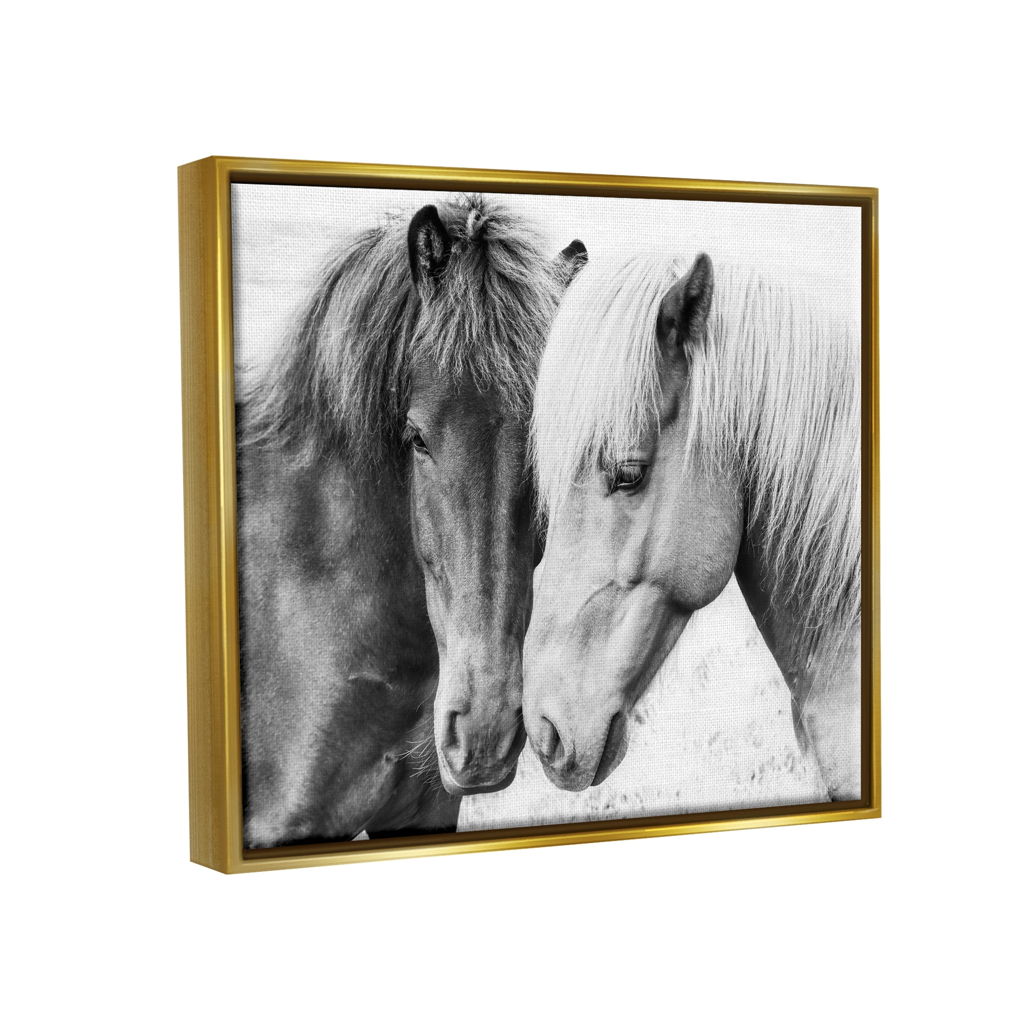 Stupell Industries Horse Love Duo Portrait Animals & Insects Photography Gold Floater Framed Art Print Wall Art, 21 x 17