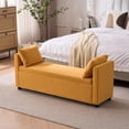 thumbnail image 4 of Storage Bench for Bedroom, 55" End of Bed Bench for King Size Bed, Modern Upholstered Long Ottoman Bench with Arms and 2 Pillows for Living Room/Entryway, 4 of 10