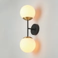 thumbnail image 5 of Globe Electric Indoor 2-Light Matte Black Wall Sconce with Brass Accent and Opal Shades, No Battery, 5 of 10