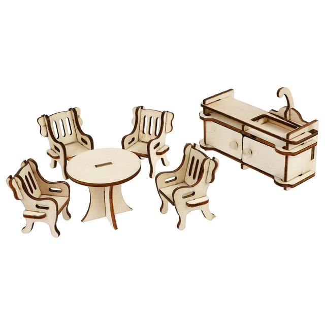 EeaseCA 1 Set Mini House Kitchen Furniture Mini Landscape Wooden Furniture Decoration