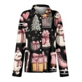 thumbnail image 4 of WTOBBY Women's Christmas Print Casual Half Open Collar Long Sleeve Shirt, Holiday Themed Blouse for Seasonal Outfits and Christmas Parties,Pink M, 4 of 5