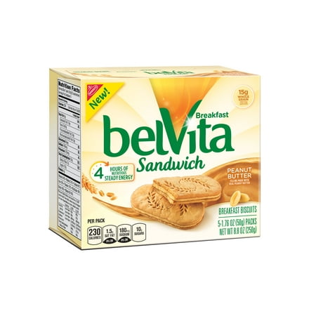 (6 Pack) Belvita Peanut Butter Breakfast Biscuit Sandwiches, 8.8