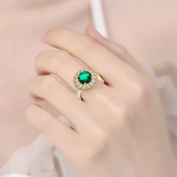 QQTDFG Women's Imitation Maldivian Blue Green Moissanite Ring Sparkling-C-1.6cm