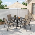 thumbnail image 3 of CHINNLUU Patio Dining Chairs Set of 4 Outdoor Stackable Dining Chairs for All Weather 330lbs Capacity Heavy Duty Metal Frame Patio Furniture for Backyard Garden Poolside (Brown), 3 of 12