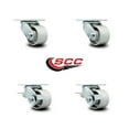 thumbnail image 2 of 3.25 Inch Semi Steel Swivel Caster Set with Roller Bearings 2 Brakes SCC, 2 of 2