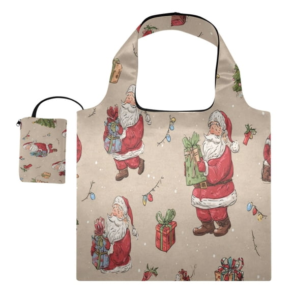 Large Capacity Print Tote Bag,Lightweight Portable Foldable Shopping Bag Santa Gifts Boxes