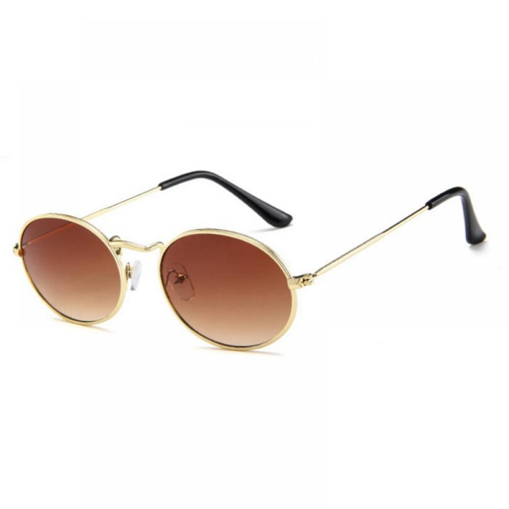 Round Oval Women Sunglasses Color Trendy Frame Metal Wire Mirrored Lens Shades 