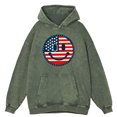 thumbnail image 3 of Sudadera con capucha retro desgastada con cara sonriente de la bandera estadounidense para hombre, ropa de moda, sudadera de hip hop, 100 % algodón con capucha, 3 of 5